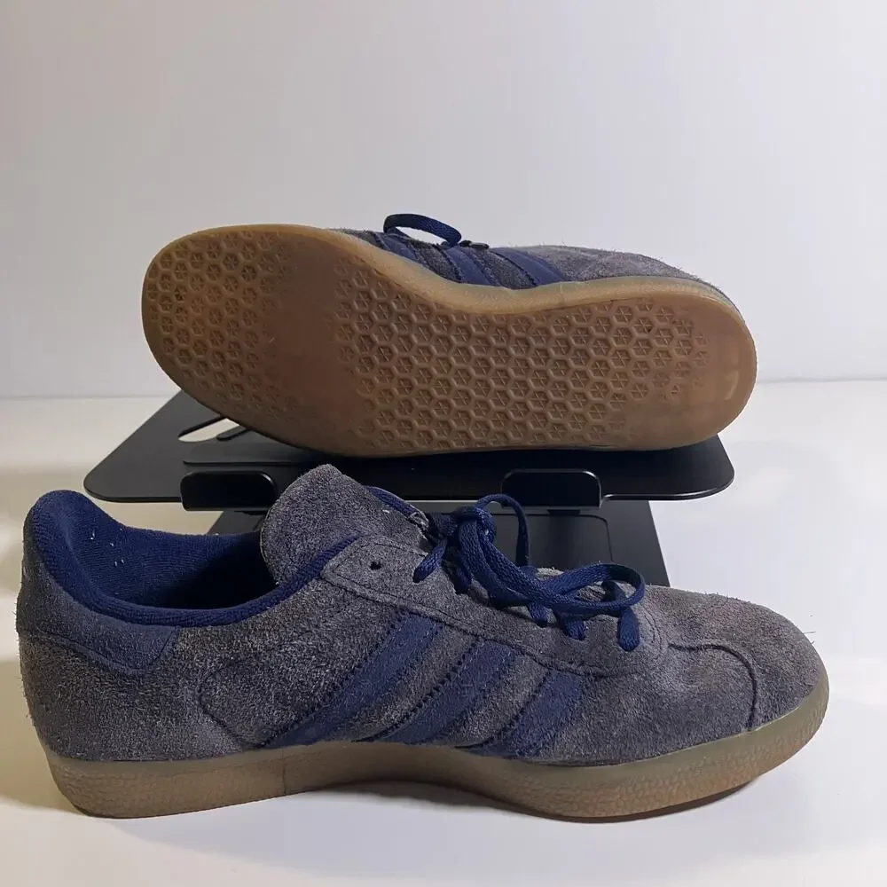 Adidas Gazelle Shoes Mens Size 7.5 Blue Suede Classic Low Top Sneakers‎ Gum Sole